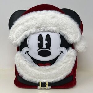 Loungefly Disney Parks Mickey Mouse Santa Mini Backpack Women Red Christmas 2019